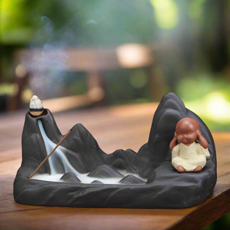 Little Monk Back flow incense burner; ;home decor;Fengshui;house warming gift