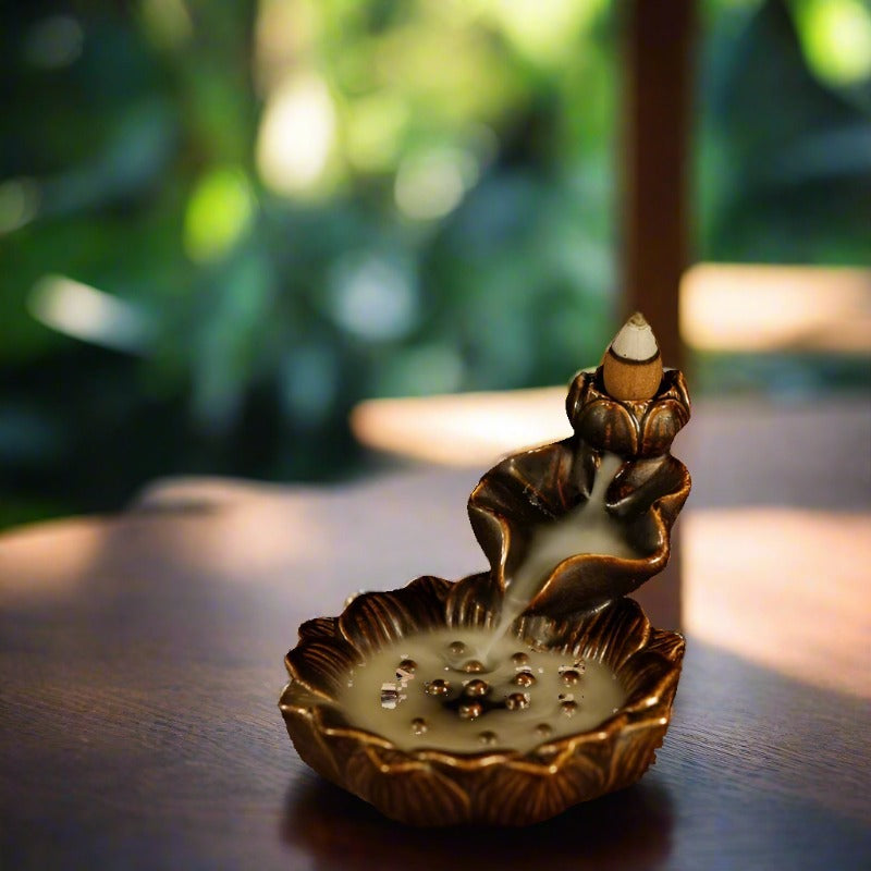 Lotus Flower Back flow incense burner; ;home decor; aroma incense;Fengshui;house warming gift