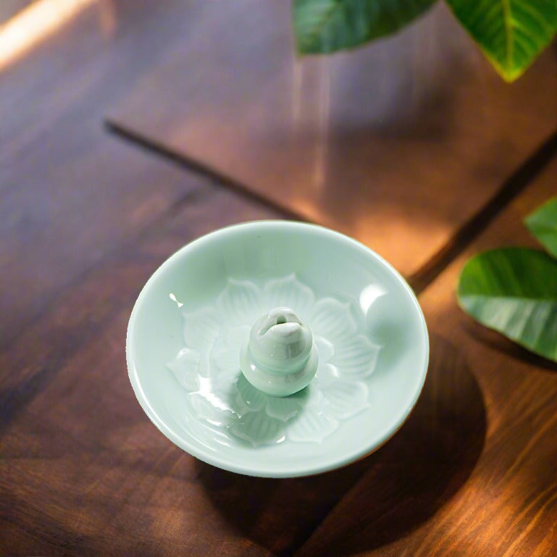Green Lotus flower incense burner; ;healing; aroma incense;Fengshui